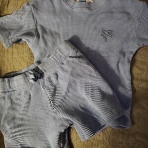 H&M Light Blue Kids Pajama Set with Palm Tree Design